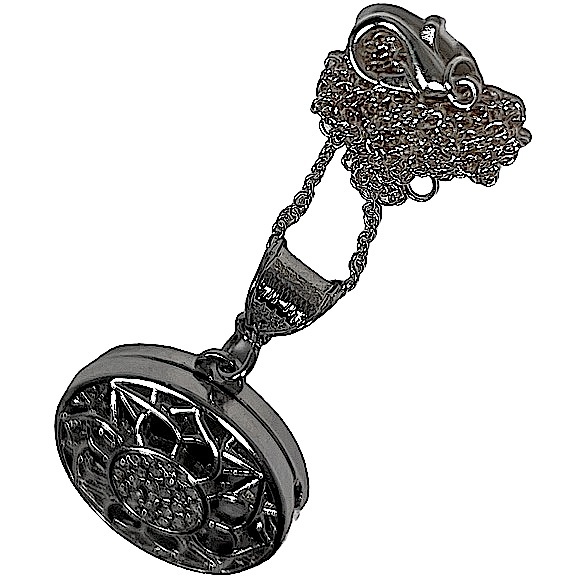 Sunflower essential oil “locket” diffuser necklace & rhinestones on silver chain - Picture 8 of 15